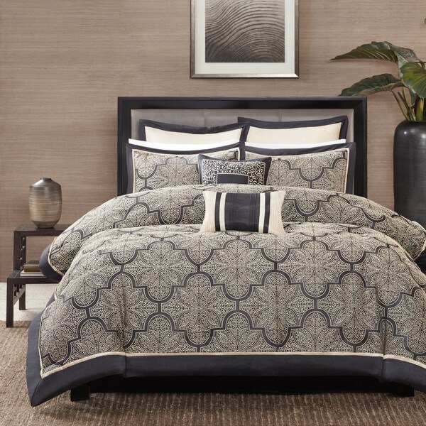 Madison Park Burton Black Jacquard 8-piece Comforter Set