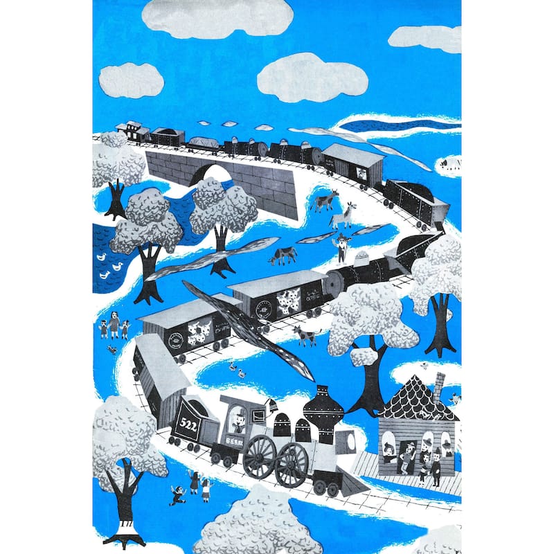 Marmont Hill 'Circus Train' by Curtis Painting Print on Canvas - Multi-Color