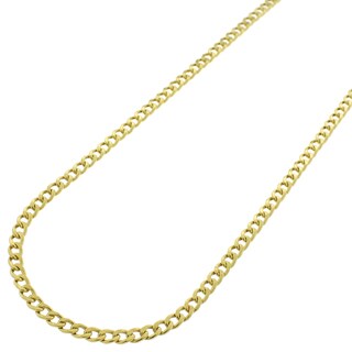 Round Curb Link Women Men 10K Solid Yellow Gold Cuban Necklace Chain 2mm 16-24/"