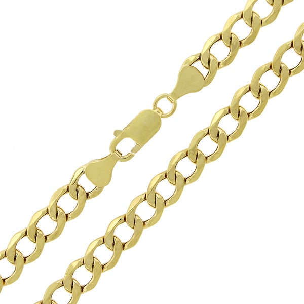 Shop 10k Yellow Gold 7mm Hollow Cuban Curb Link Necklace Chain 26