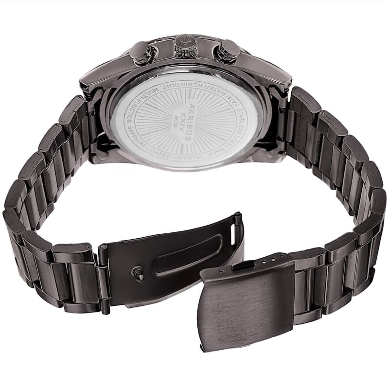 Akribos XXIV Men's Multifunction Swiss Quartz Tachymeter Stainless Steel Bracelet Watch - grey
