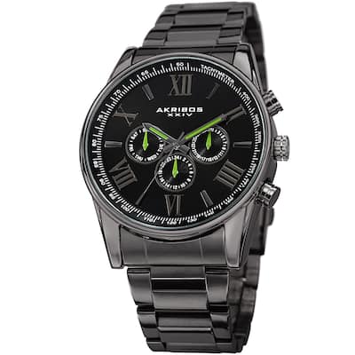 Akribos XXIV Men's Multifunction Swiss Quartz Tachymeter Stainless Steel Bracelet Watch - grey