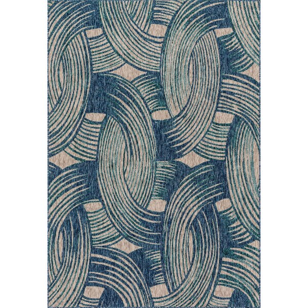 Indoor/ Outdoor Hudson Blue/ Teal Rug - 7'10 x 10'9