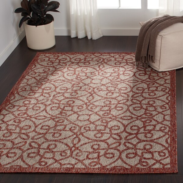 Indoor/ Outdoor Hudson Grey/ Spice Rug - 7'10 x 10'9