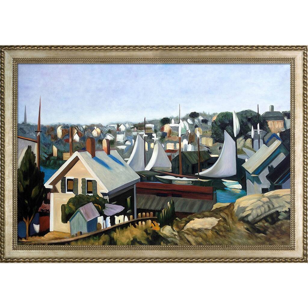 La Pastiche Edward Hopper 'Gloucester Harbor, 1912' Hand Painted Framed Canvas Art