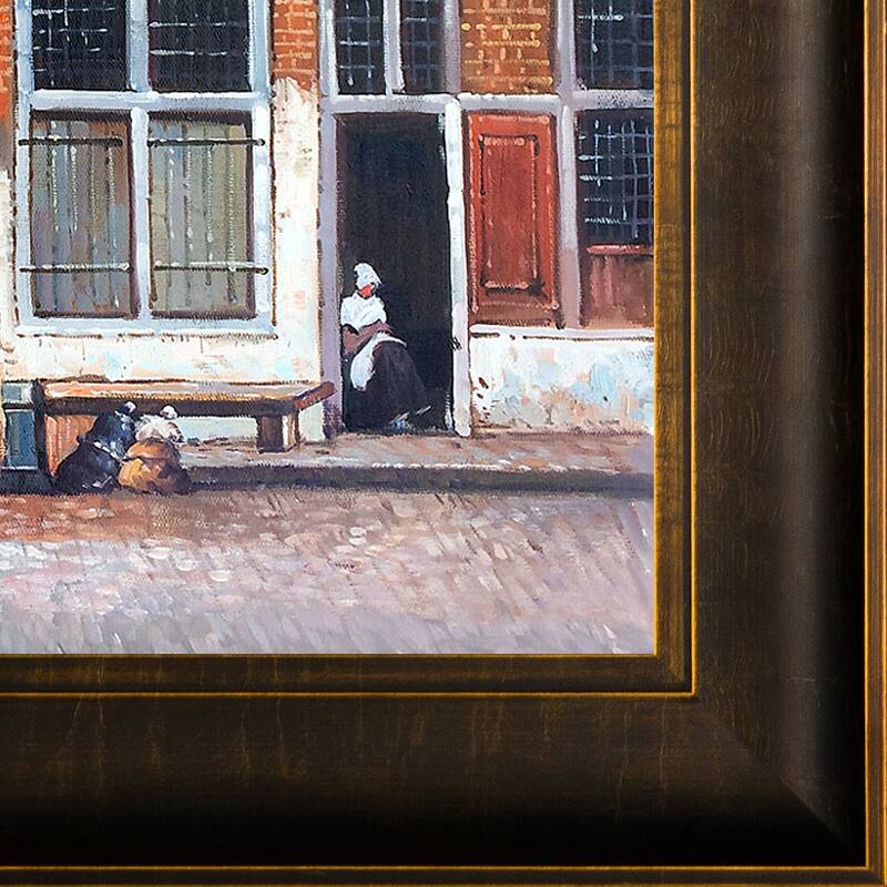 La Pastiche Johannes Vermeer 'little Street' Hand Painted Framed Canvas 