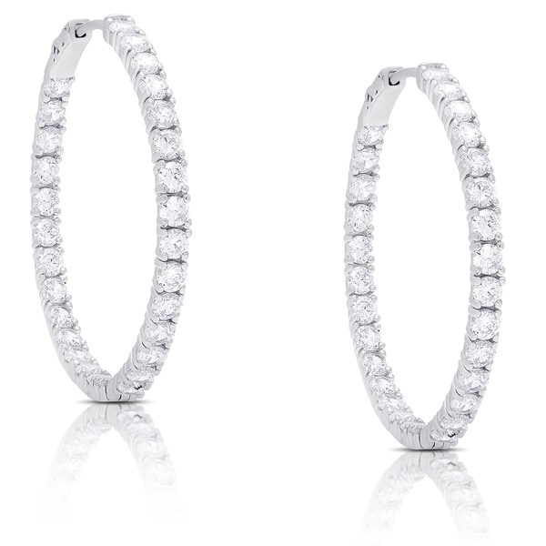 Dolce Giavonna Sterling Silver Cubic Zirconia Hoop Earrings Dolce Giavonna Sterling Silver Cubic Zirconia Hoop Earrings
