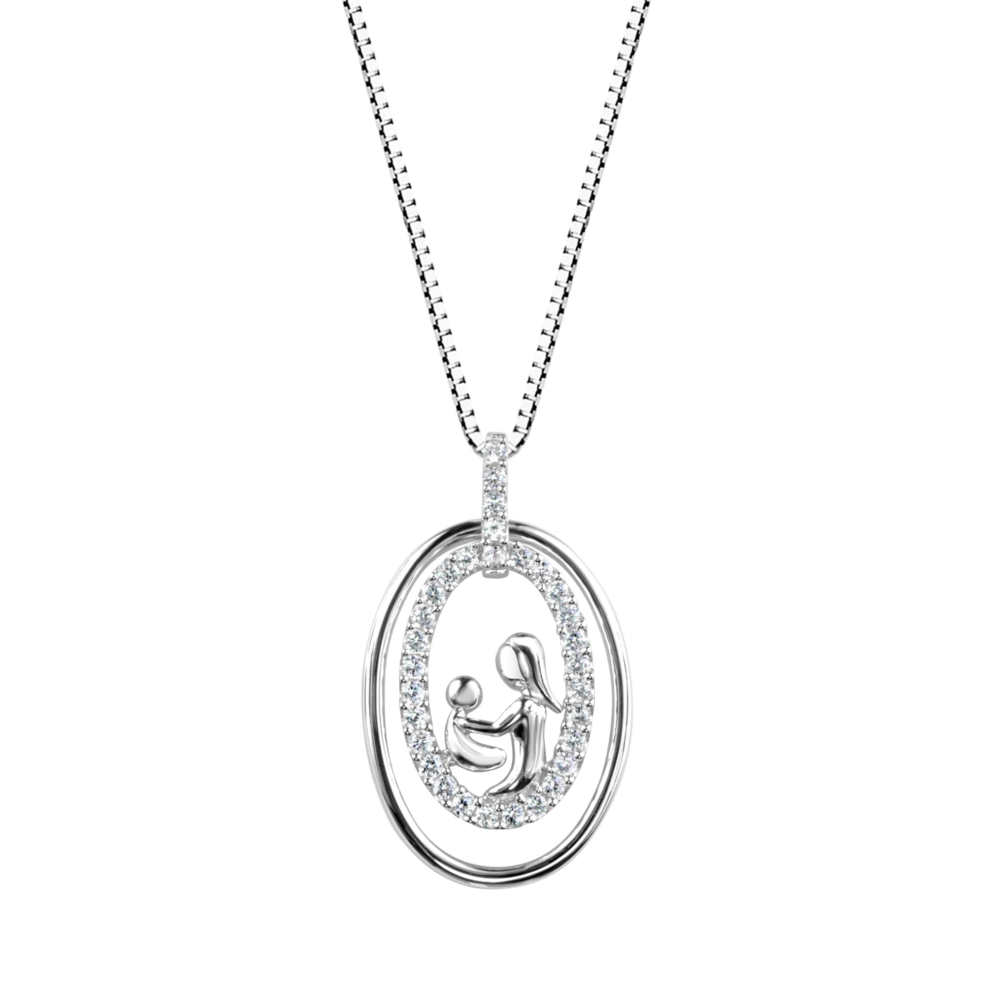 sterling silver mother and child necklace