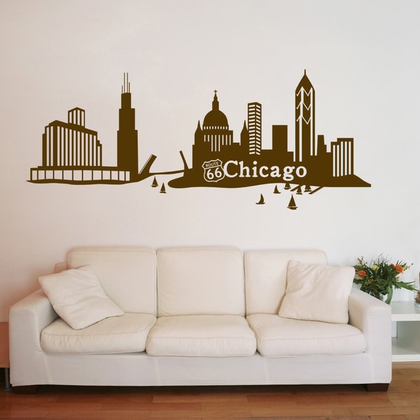 Chicago City Skyline Cityscape Wall Decal Vinyl Art Home Decor