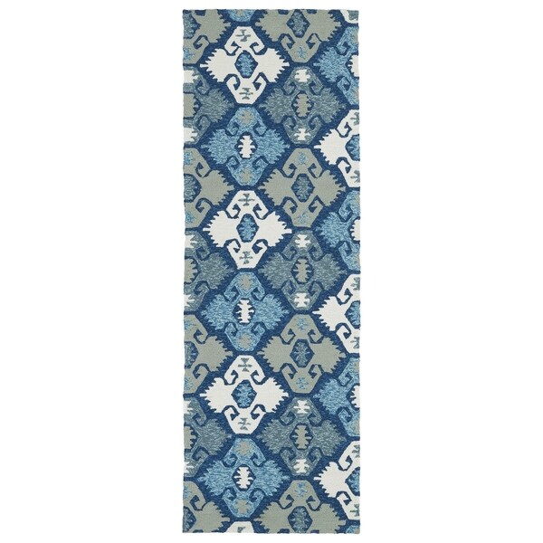 Seaside Blue Nomad Indoor/Outdoor Rug - 2'6 x 8'