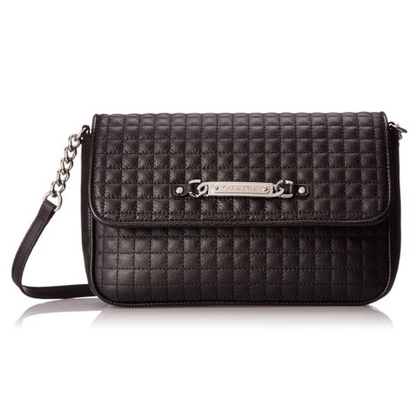 Shop Calvin Klein Quilted Pebble Leather Shoulder Bag - Free Shipping ...