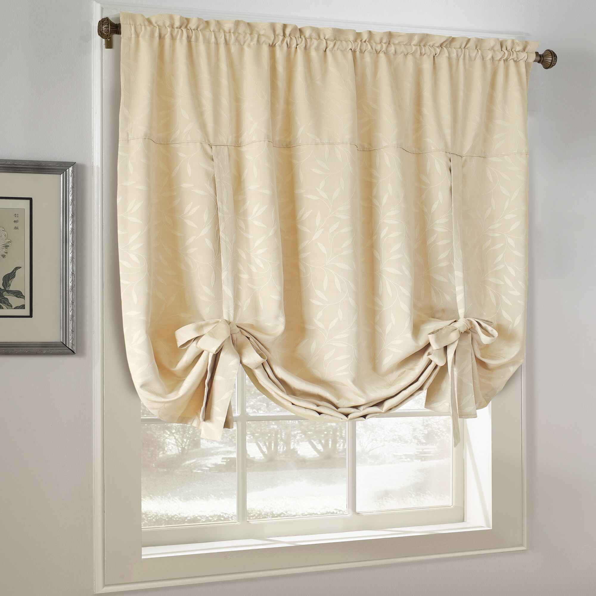 Shop All Over Leaf Jacquard Adustable Tie Up Window Shade 63 X