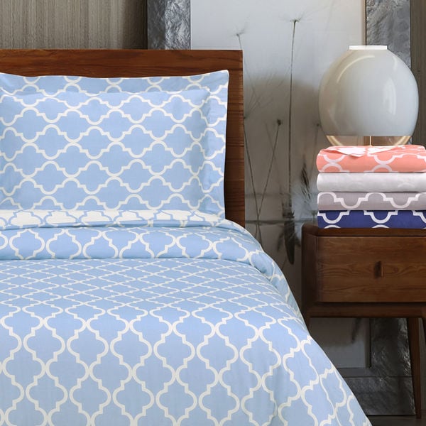 Miranda Haus 300 Thread Count Reversible Trellis Cotton Duvet Cover Set