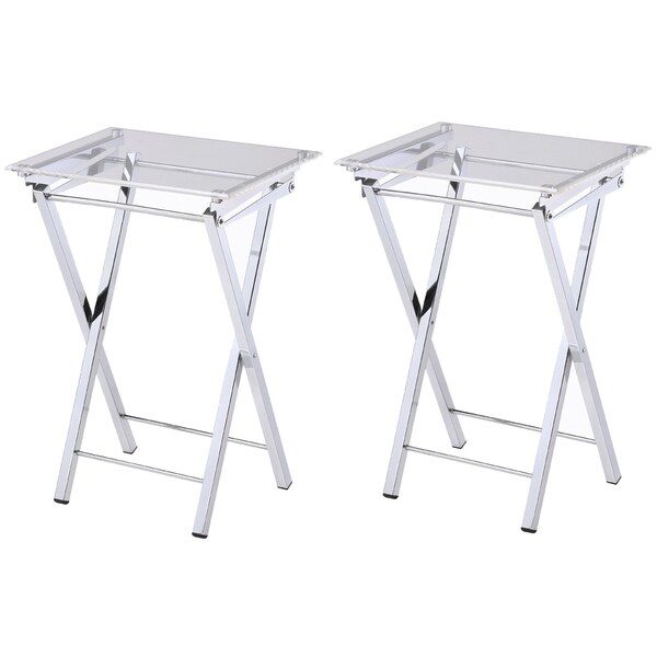 silver folding tray table