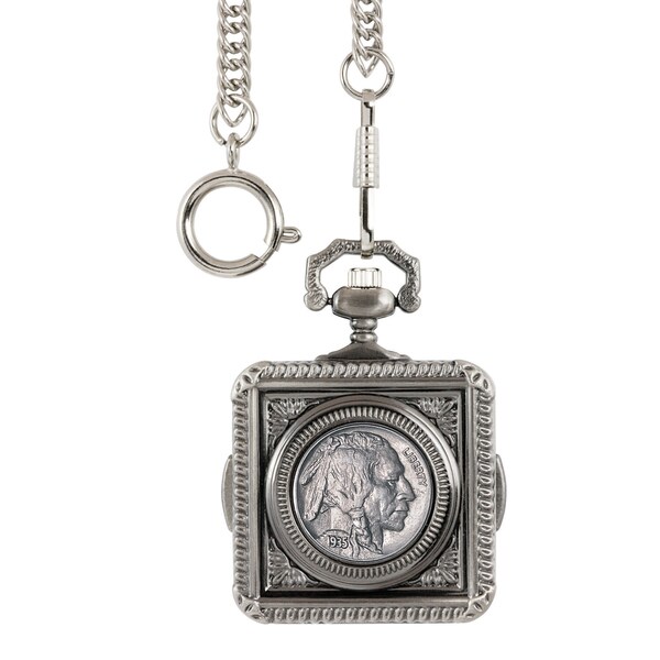 American Coin Treasures Buffalo Nickel Square Pocket Watch