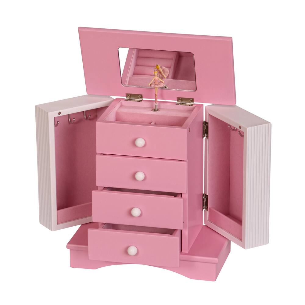 Mele and Co Elise Girl's Wooden Musical Ballerina Jewelry Box Bed