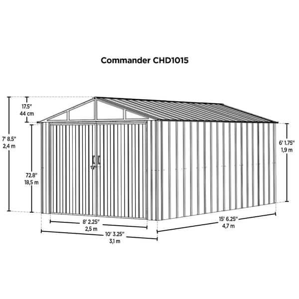 Arrow Commander Hot Dipped Galvanized Steel Shed Utility Hot Dipped Galvanized Steel Shed