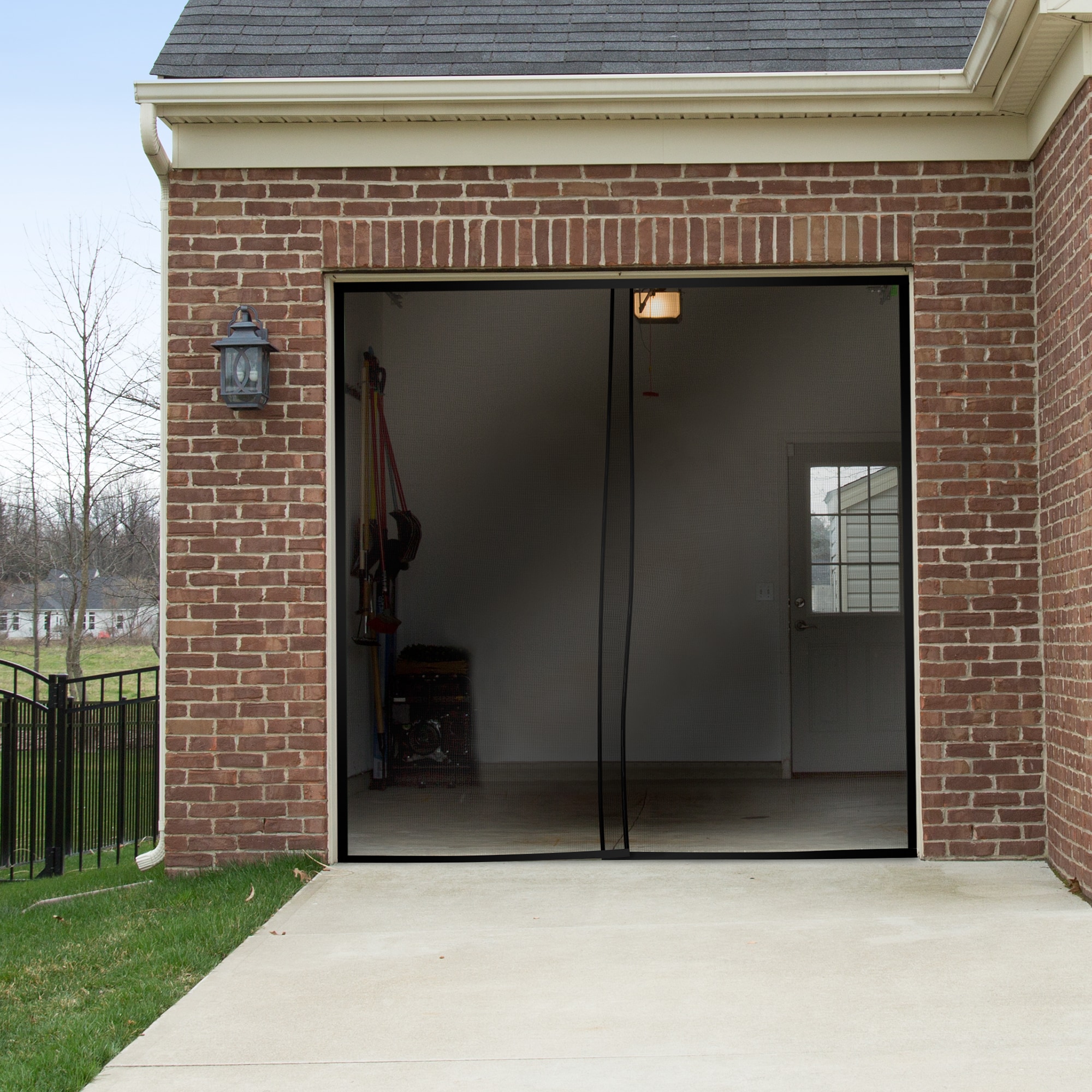 Shop Pure Garden Black One Car Garage Screen Curtain 114 X 90