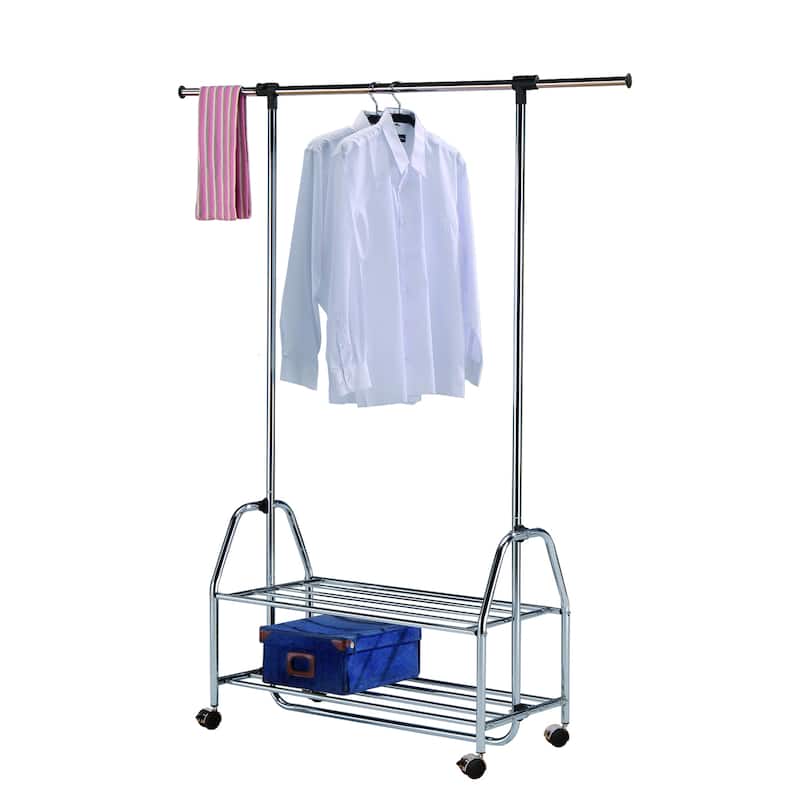 Single Bar Adjustable Rolling Garment Rack