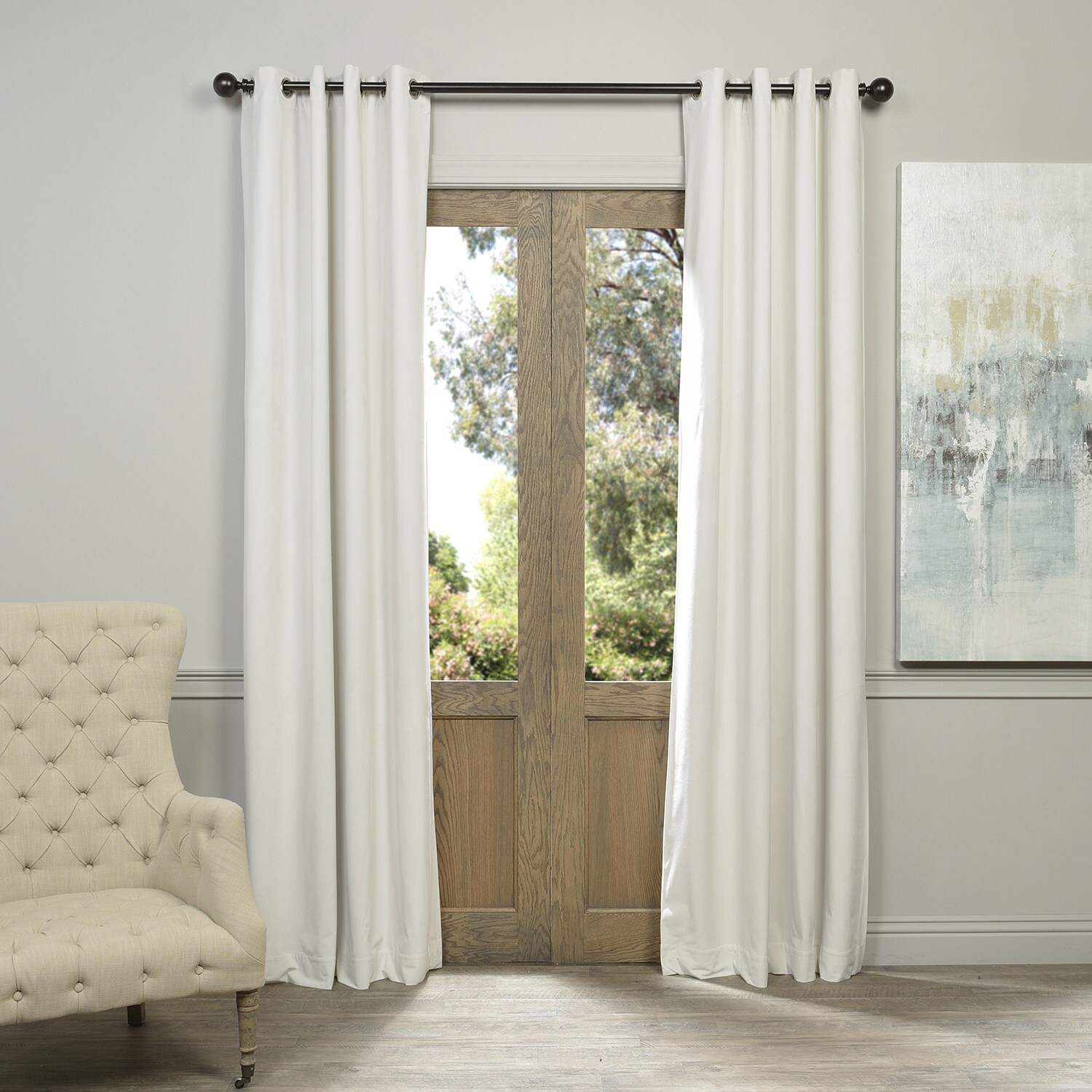 Shop Eff Off White Grommet Velvet Blackout Curtain Panel 84 As