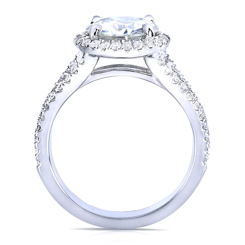 Annello by Kobelli 14k White Gold Forever One 1 7/8ct Moissanite and 1/2ct TDW Diamond Halo Engageme