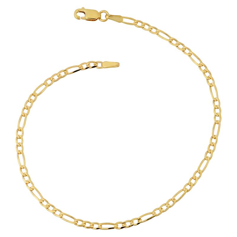 Fremada 10k Yellow Gold 2.3-mm High Polish Concave Figaro Link Anklet (10 inches)
