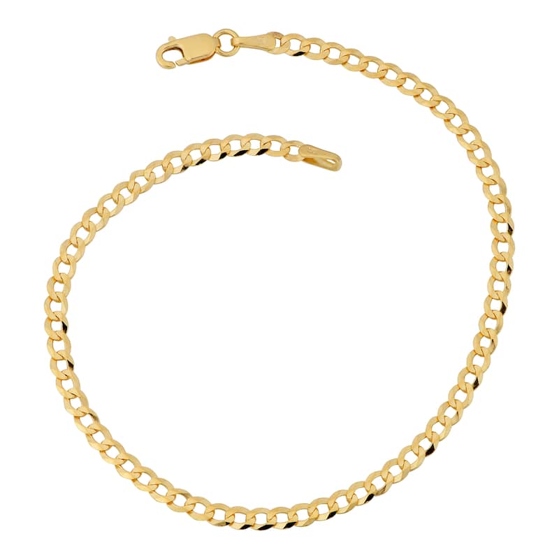 Fremada 10k Yellow Gold 3-mm High Polish Curb Link Anklet (10 inches)