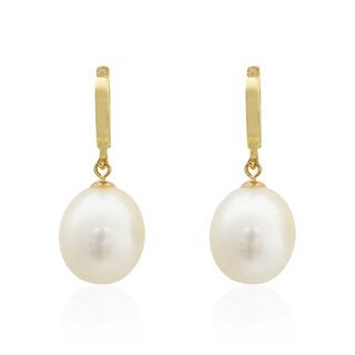 Clip On Pearl Earrings Online At Our Best Pearlyta 14k Yellow Gold Teardrop Freshwater Pearl Hanging Earrings 8 9mm