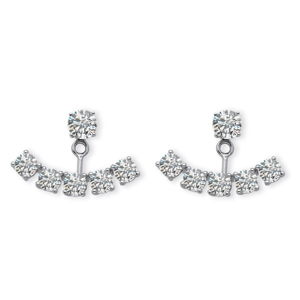 3 50 Tcw Round Cubic Zirconia Adjule Ear Jacket Stud 3 50 Tcw Round Cubic Zirconia Adjule Ear Jacket Stud Earrings In Platinum Over Sterlin