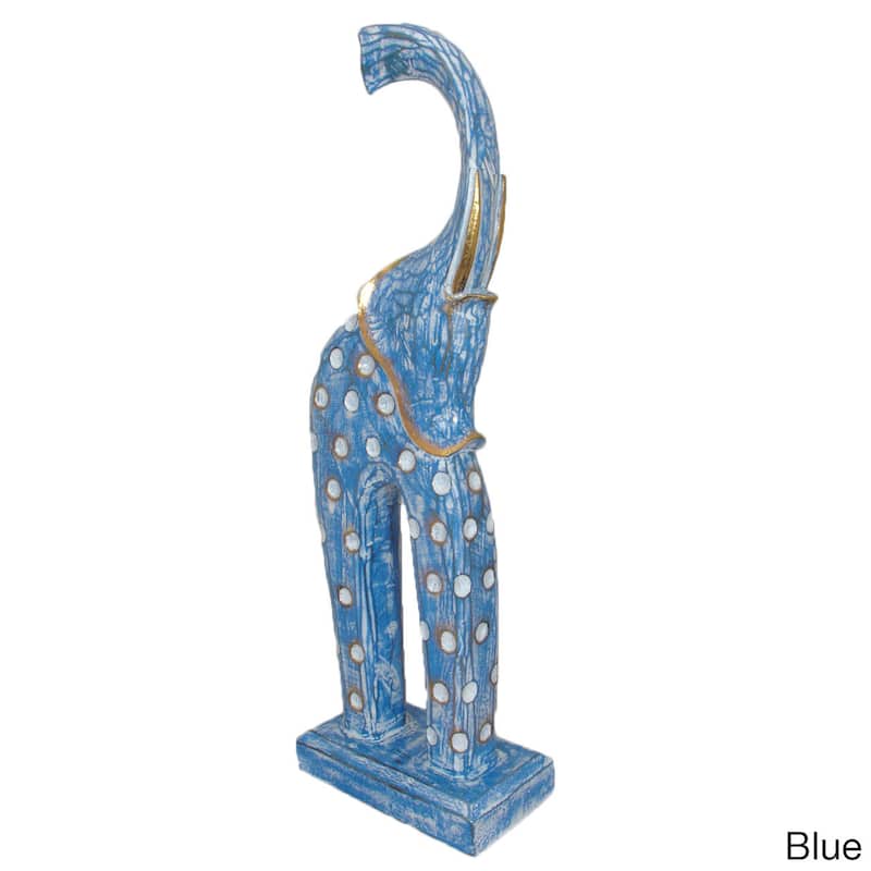 Handmade Fotul Dotted Elephant Wood Statue (Indonesia)