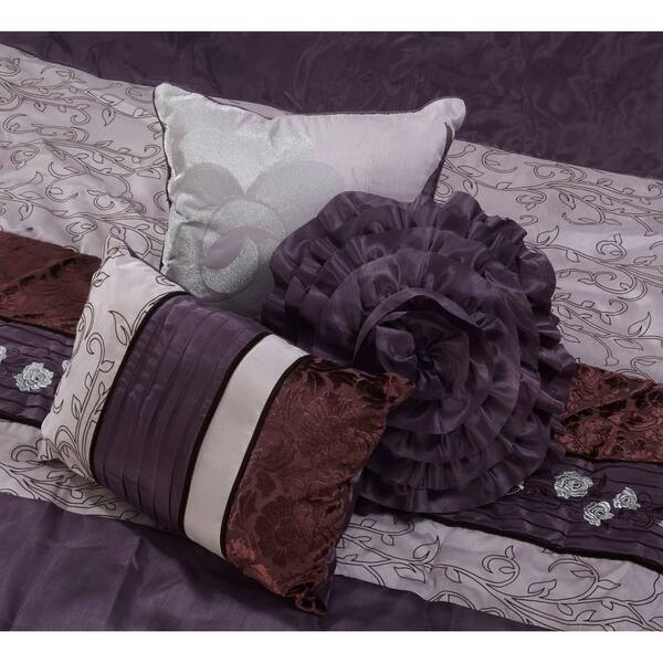 Shop Grand Avenue Stella Purple 7 Piece Bedding Comforter Set On