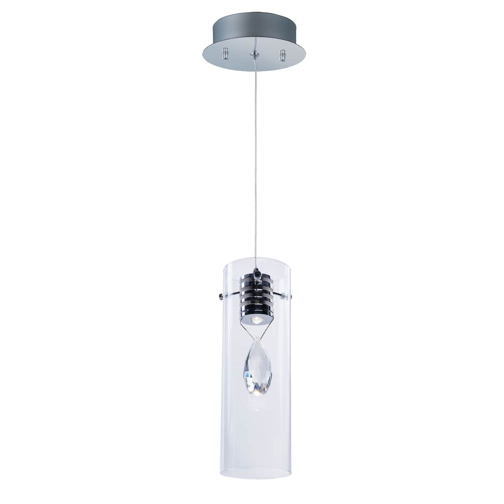 Solitaire 1-light LED Polished Chrome Single Pendant Light
