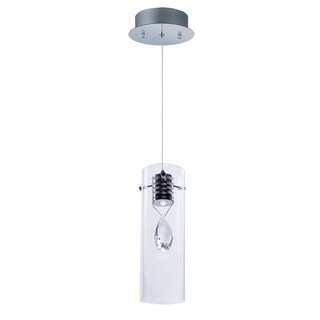Solitaire 1-light LED Polished Chrome Single Pendant Light