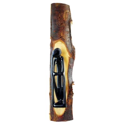 Handmade Soapstone 'Thinker' on Tree Bark Wall Plaque (Kenya)