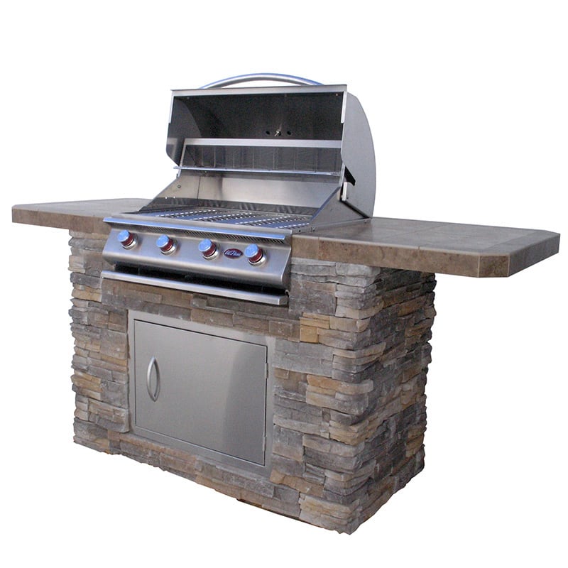 Cal Flame Stone Veneer Stainless Steel 7 Ft 4 Burner Grill Island