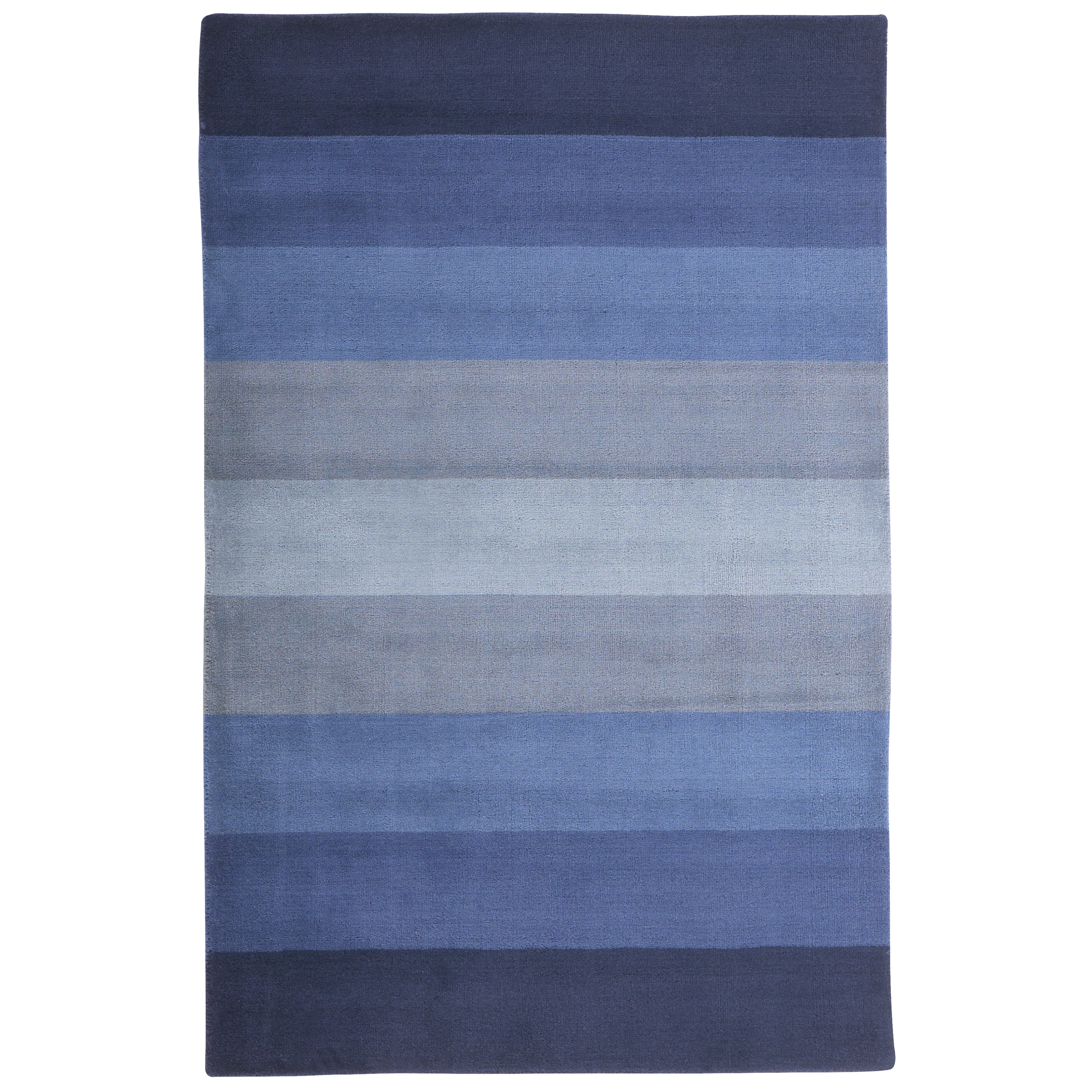 Shop Handtufted Blue Stripes Wool Rug (8' x 10') 8' x 10' On Sale