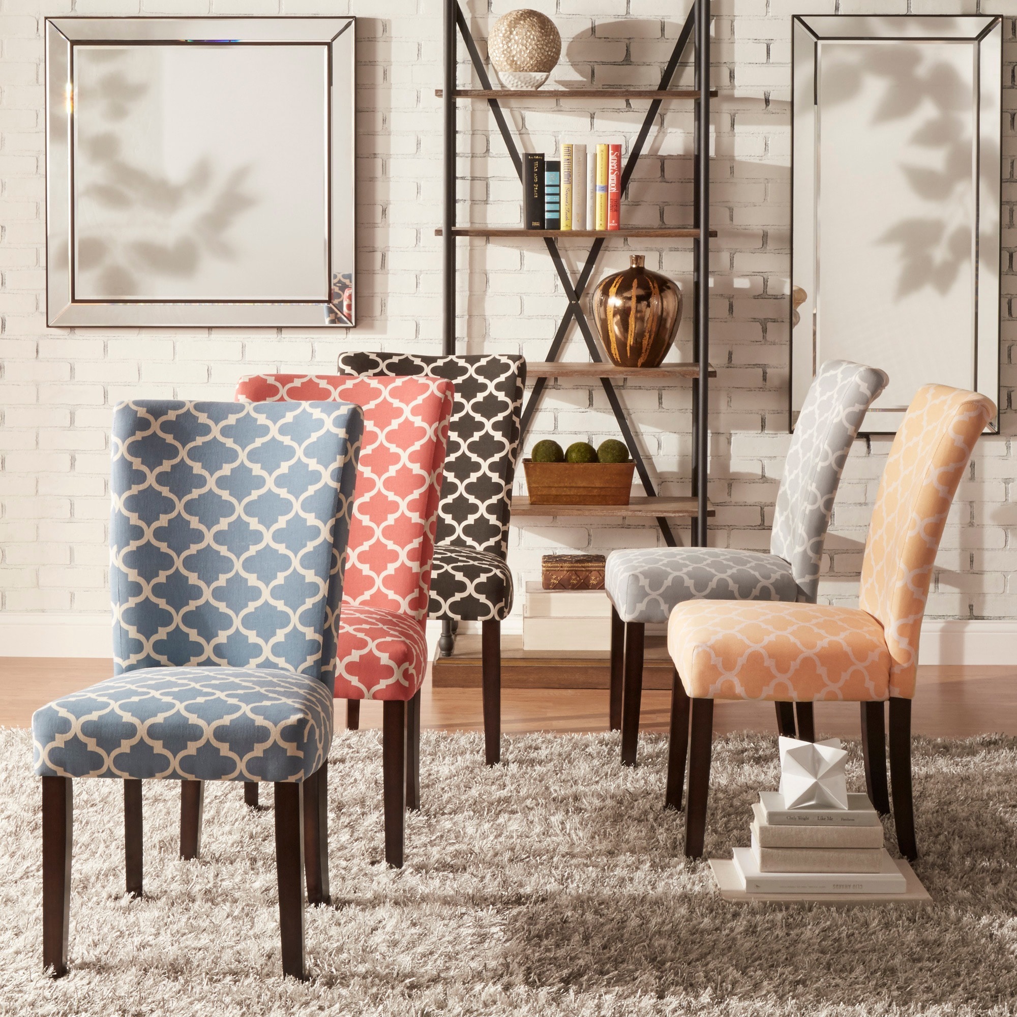 INSPIRE Q Catherine Moroccan Pattern Fabric Parsons Dining Chair