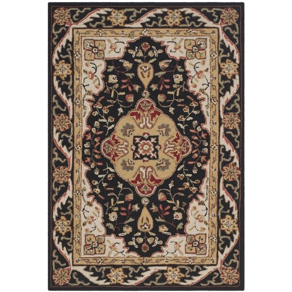 Safavieh Hand Hooked Easy To Care Black Cream Rug 4 X 6 Safavieh Hand Hooked Easy To Care Black Cream Rug
