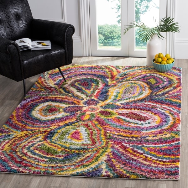 Safavieh Fiesta Shag Abstract Floral Multicolored Rug - 4' x 6'