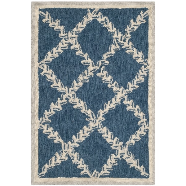 Safavieh Hand-Hooked Chelsea Navy/ Cream Wool Rug - 2' 9 x 4' 9