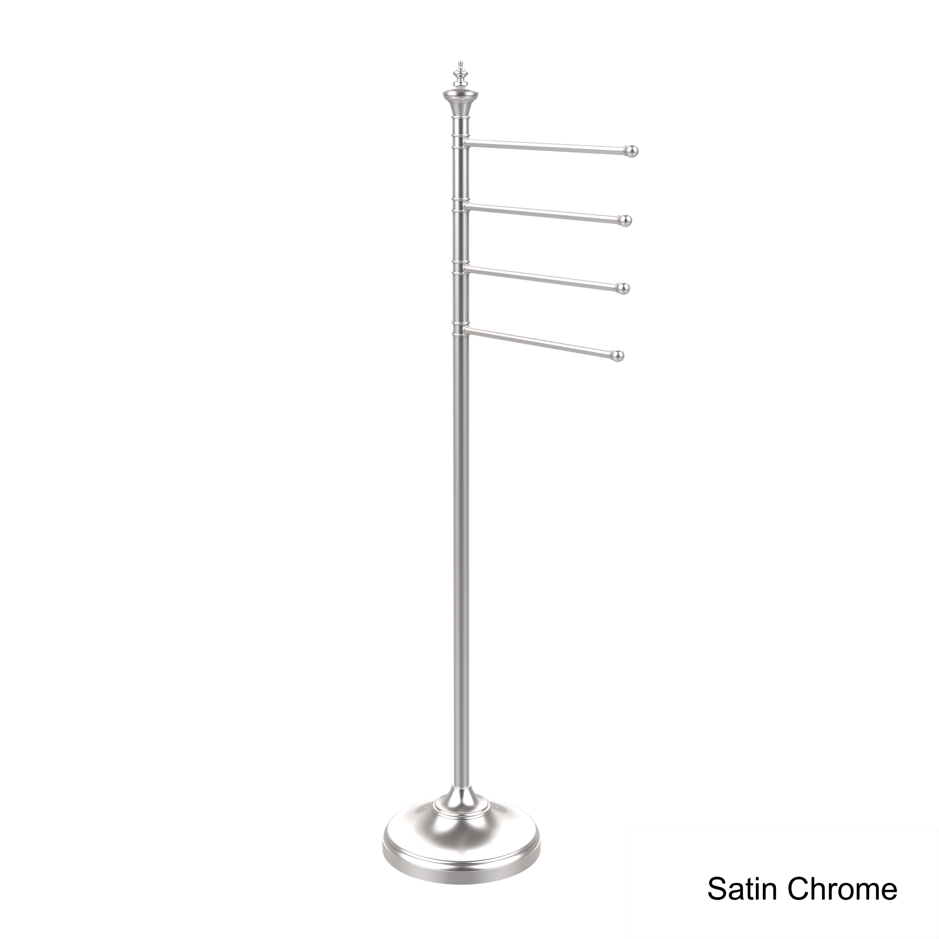 Allied Brass Floor Standing 4 Pivoting Swing Arm Towel Holder in Polished Brass