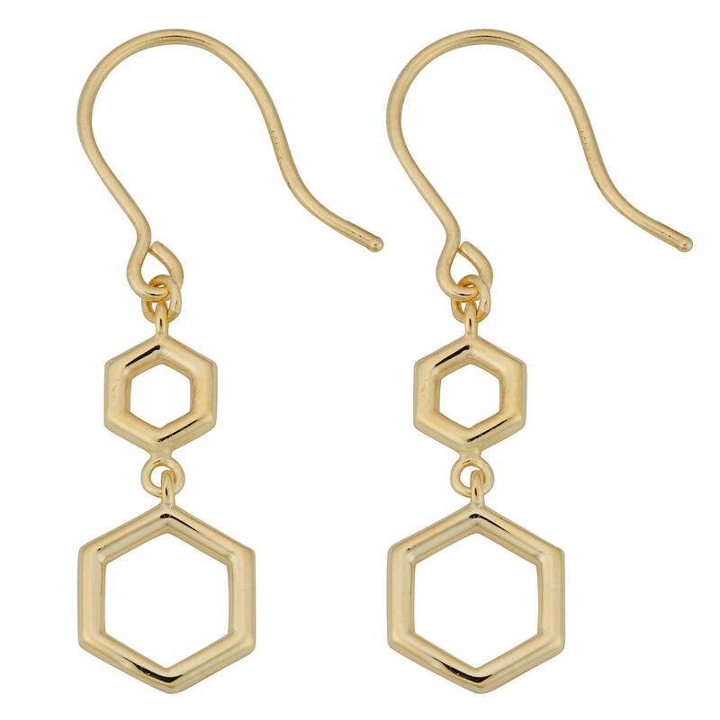 Fremada Italian 14k Yellow Gold High Polish Geometric Drop Earrings