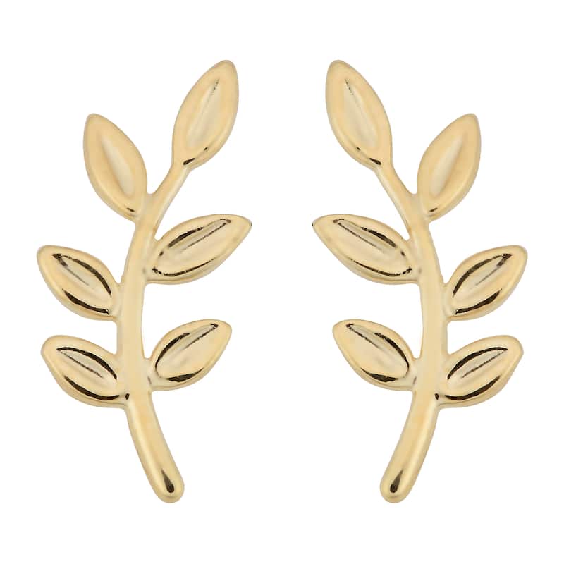 Fremada Italian 14k Yellow Gold Olive Branch Stud Earrings