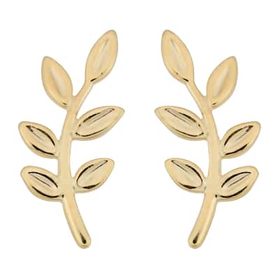 Fremada Italian 14k Yellow Gold Olive Branch Stud Earrings