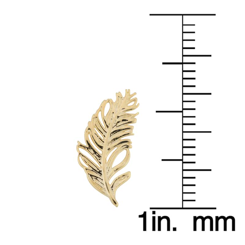 Fremada Italian 14k Yellow Gold Feather Stud Earrings