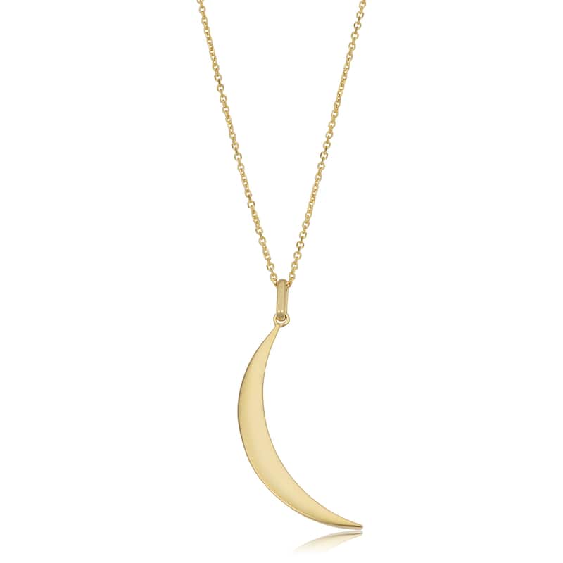 14k Yellow or Rose Gold Crescent Moon Necklace (18 inches) - Yellow