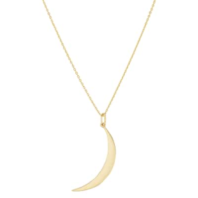 14k Yellow or Rose Gold Crescent Moon Necklace (18 inches)