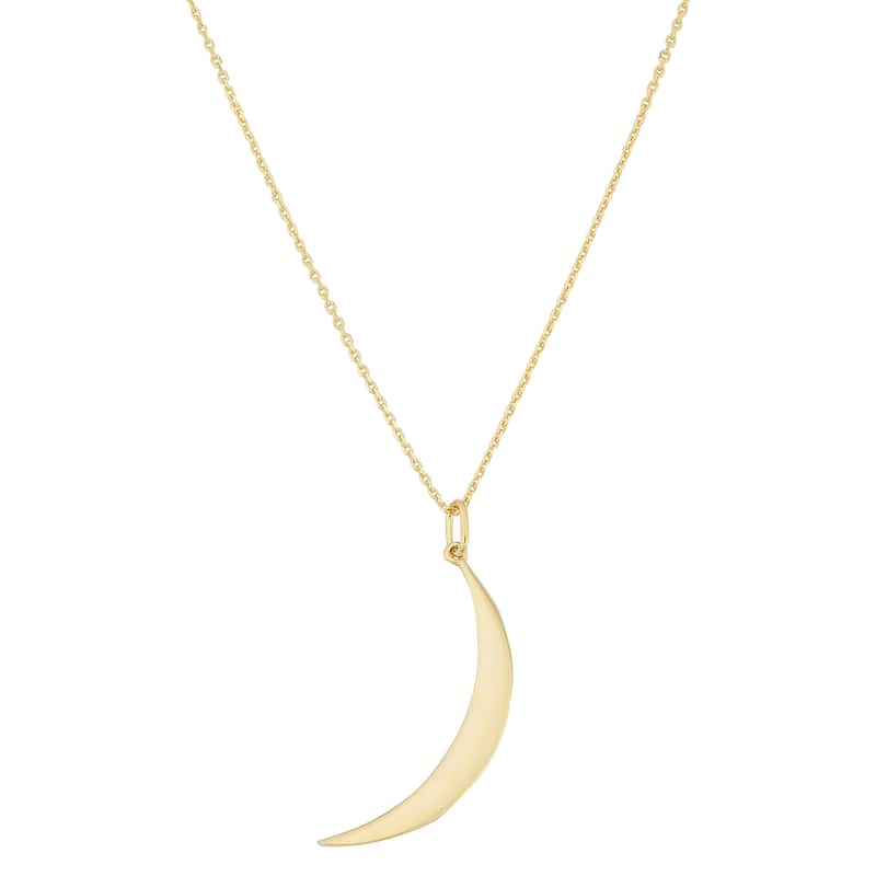 14k Yellow or Rose Gold Crescent Moon Necklace (18 inches)