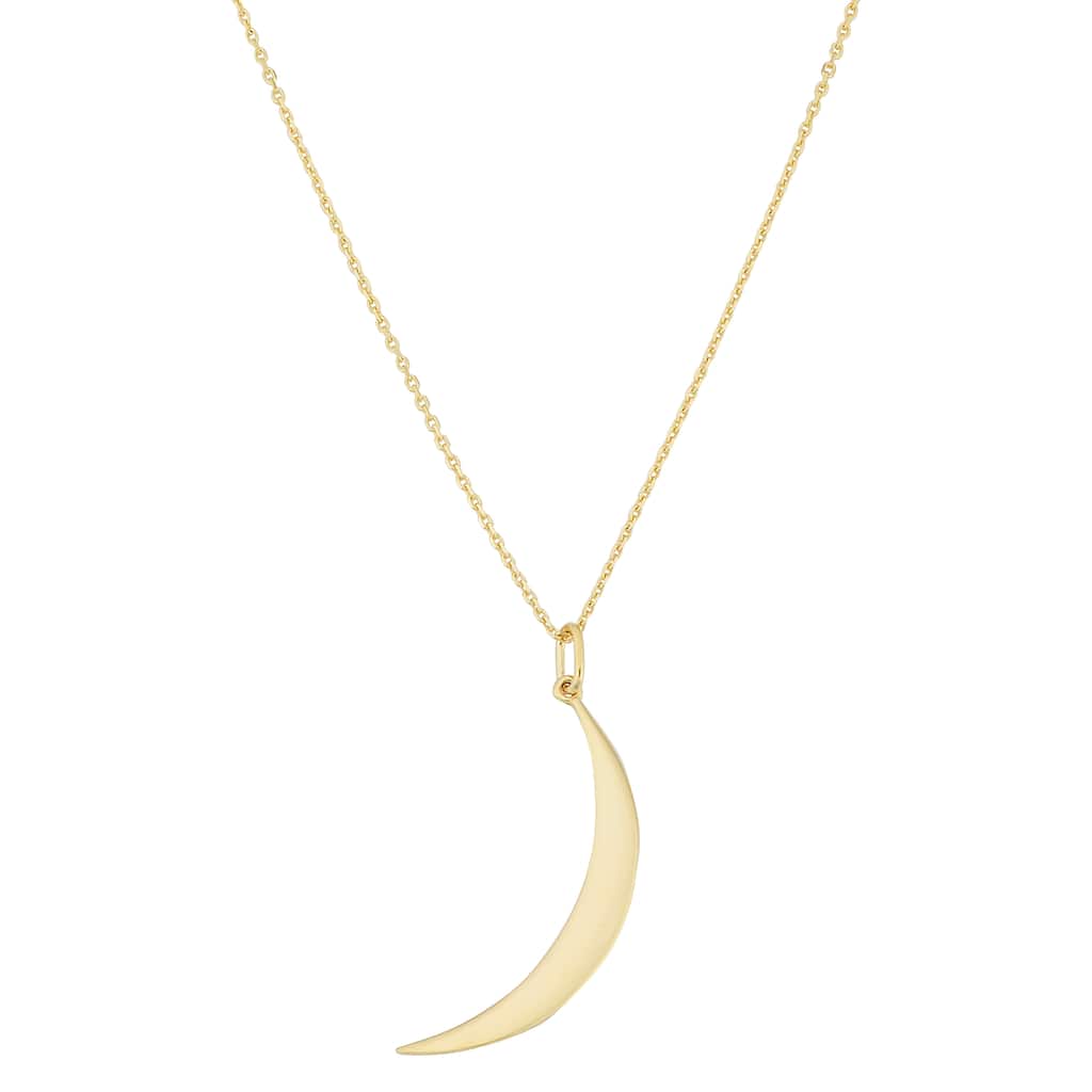 14k Yellow or Rose Gold Crescent Moon Necklace (18 inches)
