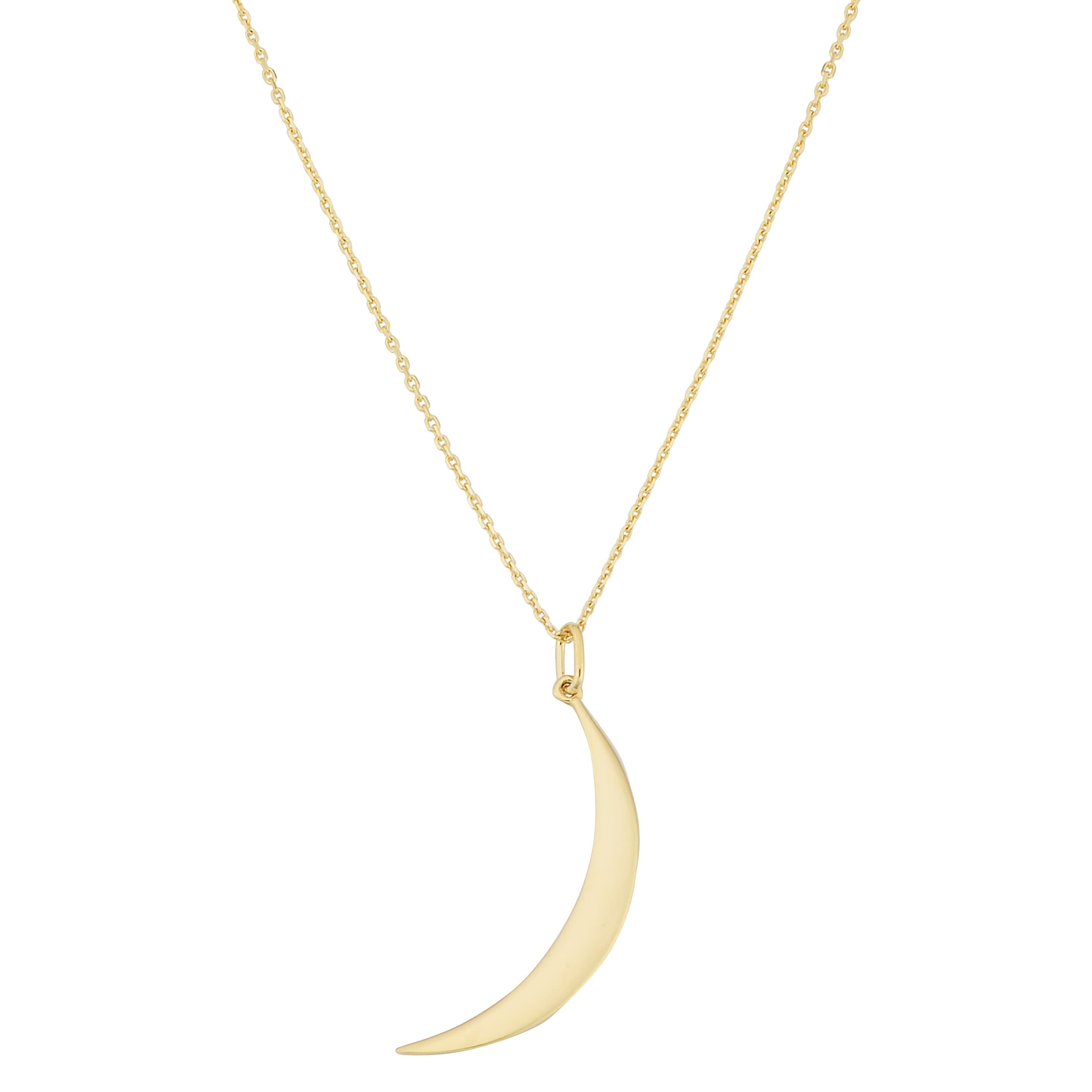 Au Naturale 14k Yellow or Rose Gold Crescent Moon Necklace (18 inches)